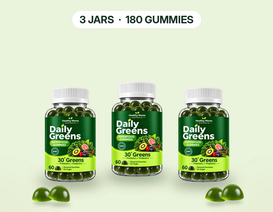Three Daily Greens jars side by side